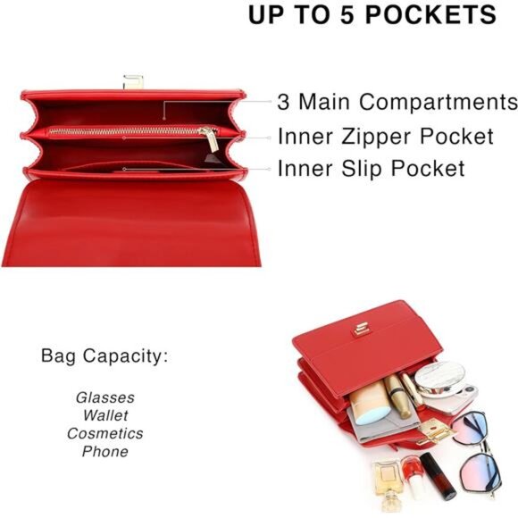 Crossbody Bag for Women, Structured Mini Satchel Purses, Top Handle Shoulder Bag - Picture 4 of 6